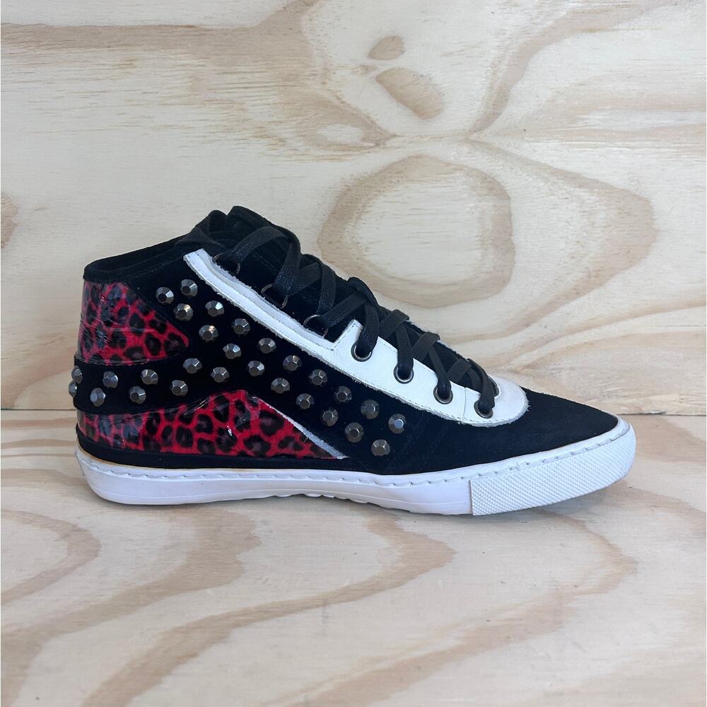 Just Cavalli-Studded Snake Embossed Hi Top-Sneakers-Black-Men's-8.5-S12WS0042 - Picture 5 of 9